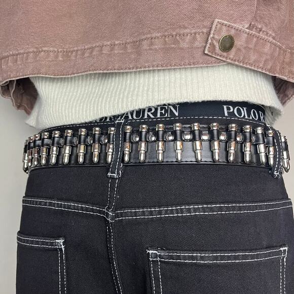 y2k 2000s bullet studded black belt - Picture 1 of 5